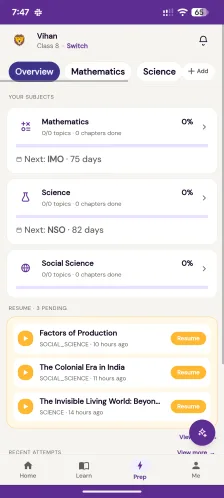 Prep plan overview on phone